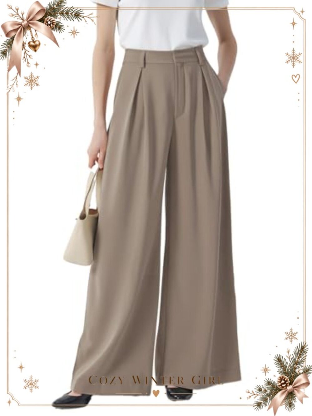 Tronjori High Waist Wide Leg Palazzo Business Casual Dress Pants